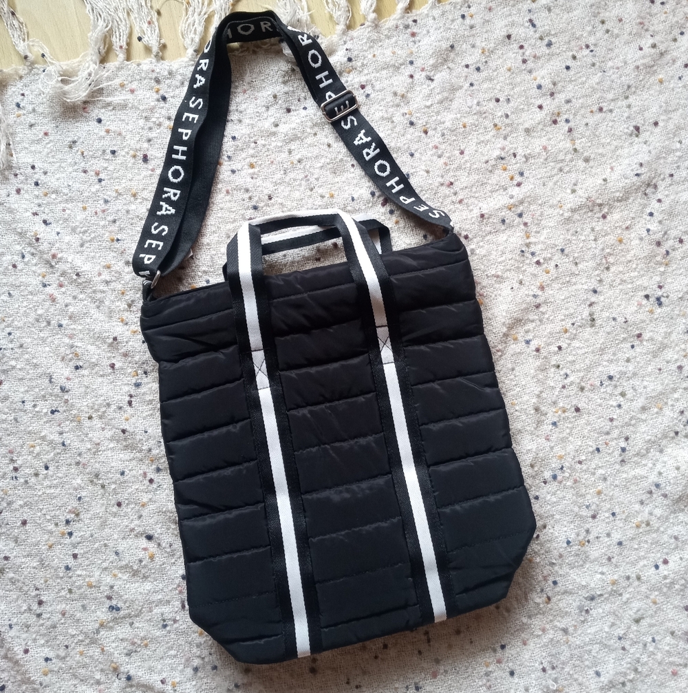 Sephora Puffy Quilted Tote Bag with Crossbody Strap